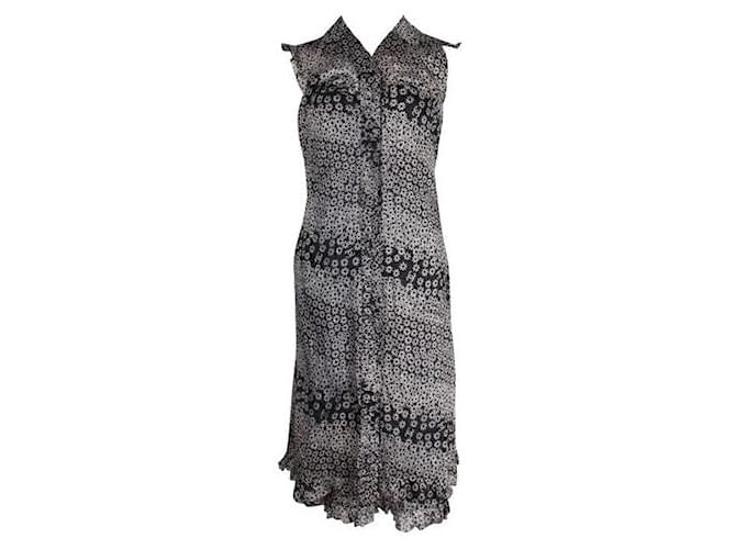 Chanel Vestido veraniego floral de algodón negro y crema y chaqueta a juego  ref.1284573