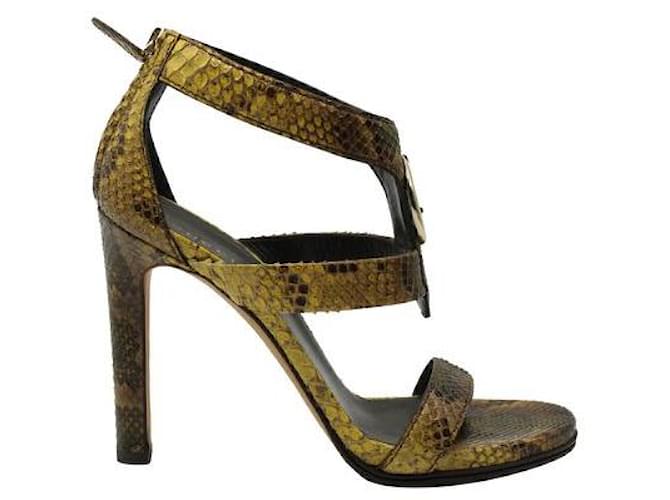 Sandales à talons hauts en serpent jaune foncé Gucci  ref.1284587