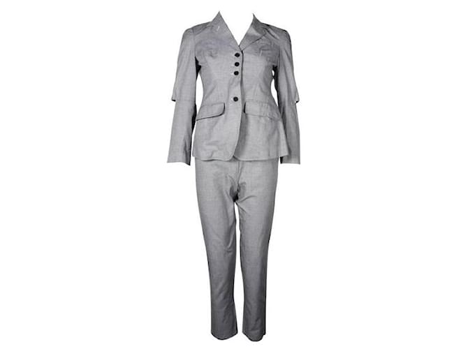 Autre Marque Conjunto de traje gris de diseñador contemporáneo con manga con detalle de corte Algodón  ref.1284590