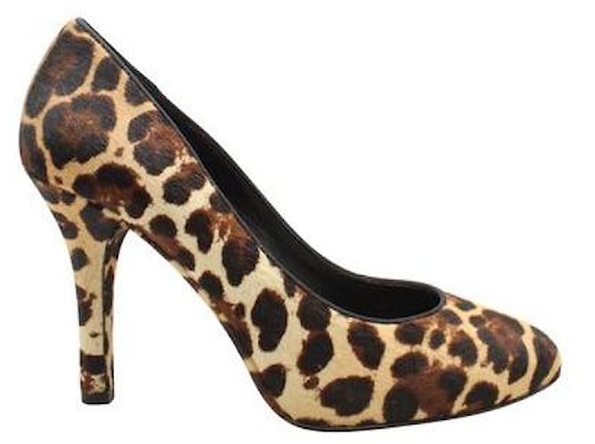 Dolce & Gabbana Pony Hair Leopard Print Heels Leather  ref.1284597