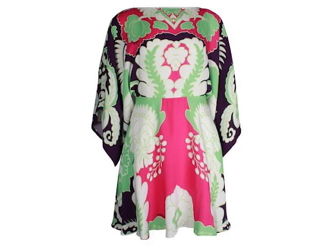 Valentino Retro- Colorful Print Mini Dress with Flared Sleeves Multiple colors Silk  ref.1284598