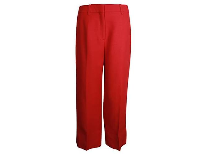 Valentino Vine Red Straight Cut Classic Pants Silk Wool  ref.1284599