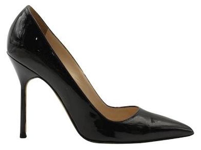 Manolo Blahnik Black Patent Leather Pointed Toe Heels  ref.1284618