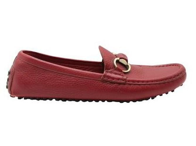 Gucci Dark Red Classic Loafers Leather  ref.1284633