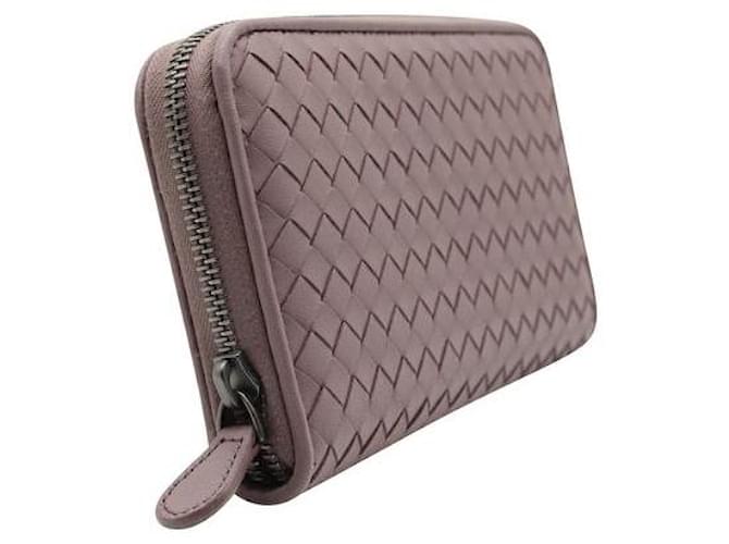 Bottega Veneta Aubergine Calf Leather Intrecciato Zip Around Wallet Porpora  ref.1284653
