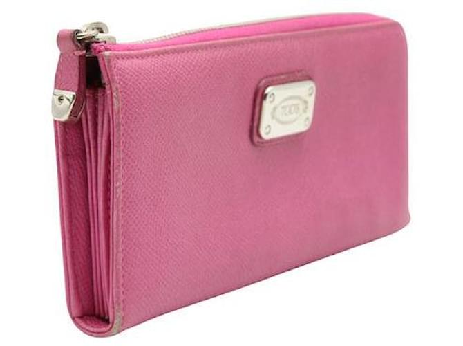 Tod'S Pink Zip Around Wallet Leather  ref.1284663