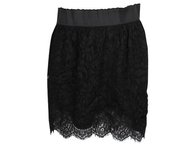 Dolce & Gabbana Falda de encaje negra Negro Algodón  ref.1284673