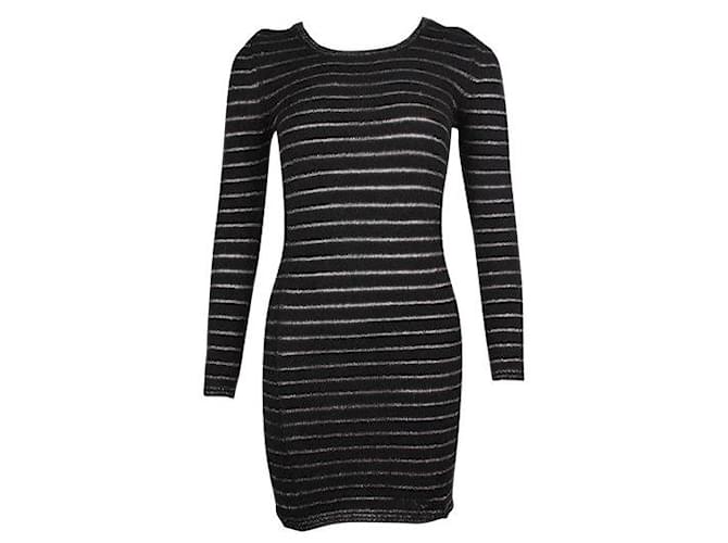 Isabel Marant Black Angora Midi Dress with Silver Thread Stripes Elastane Polyamide  ref.1284675