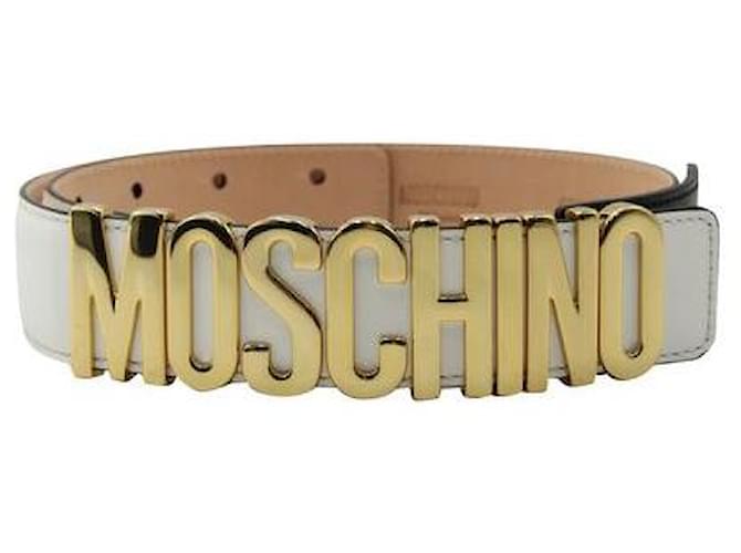 Moschino White Logo Cowhide Centura Belt Leather  ref.1284677