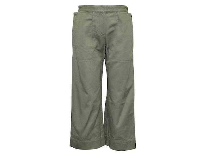 Jacquemus Khaki Wide Leg Pants Green Cotton  ref.1284684
