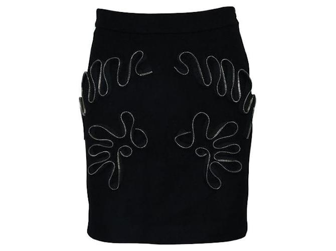 Stella Mc Cartney Stella Mccartney Black Woolen Zipper Mini Skirt Polyester  ref.1284686