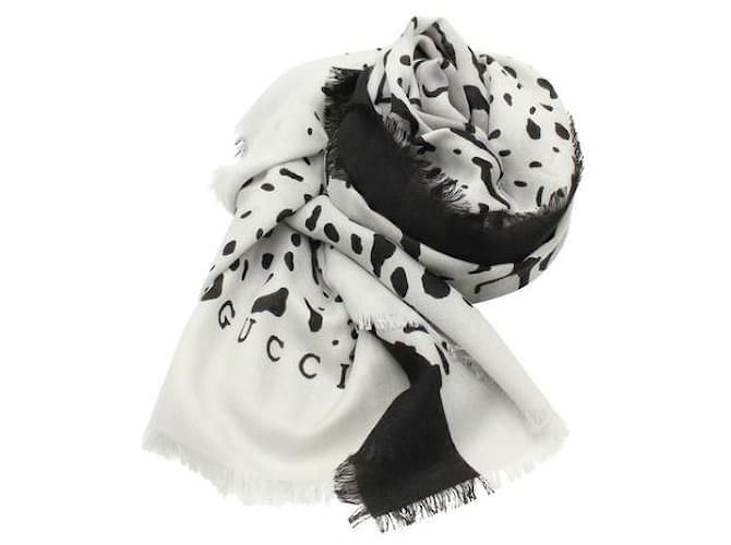 Xale Gucci com estampa de leopardo preto e branco Algodão  ref.1284690