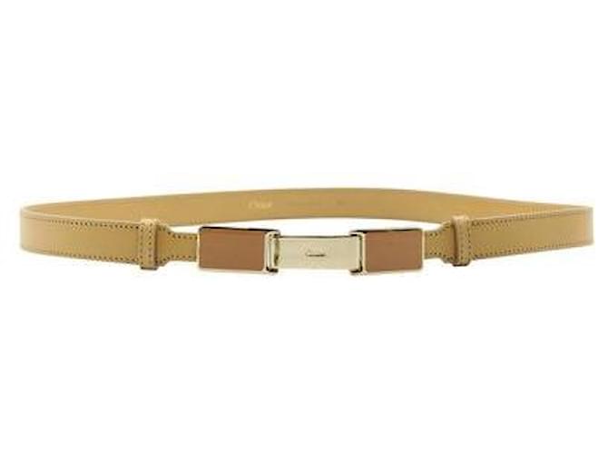 Chloé Chloe Beige Leather Belt with Gold Buckle  ref.1284691