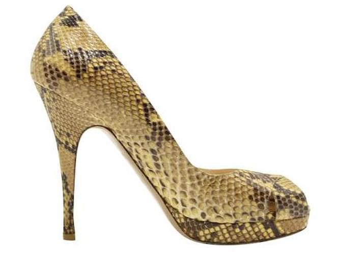 Valentino Snakeskin Peep-Toe Heels Leather  ref.1284696