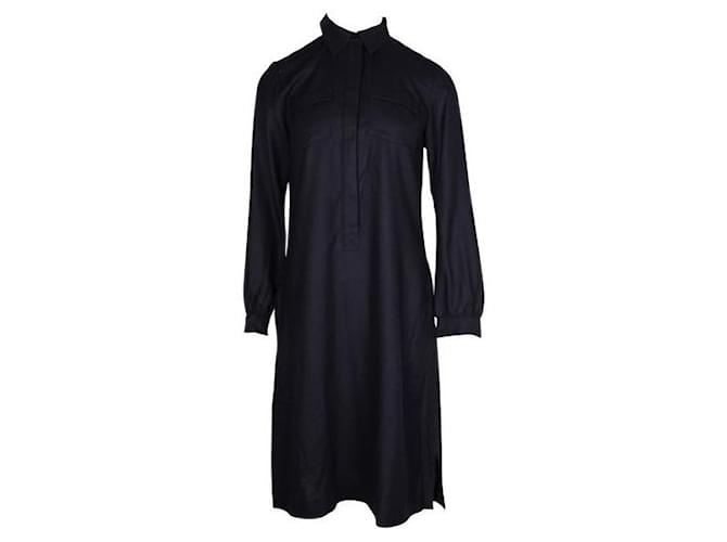Apc Navy Blue Wool Long Sleeve Dress  ref.1284726