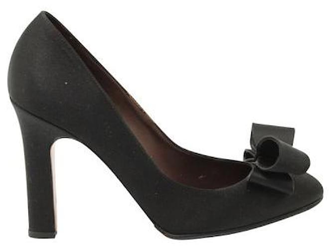 Autre Marque Zeitgenössische Designer-High-Heels aus schwarzem Satin mit Schleife  ref.1284733