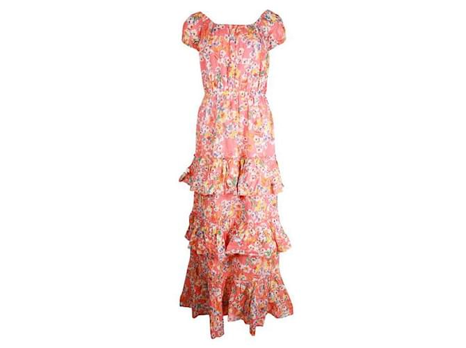 Autre Marque Vestido largo con gradas de algodón floral coral de Eywasouls del diseñador contemporáneo  ref.1284738