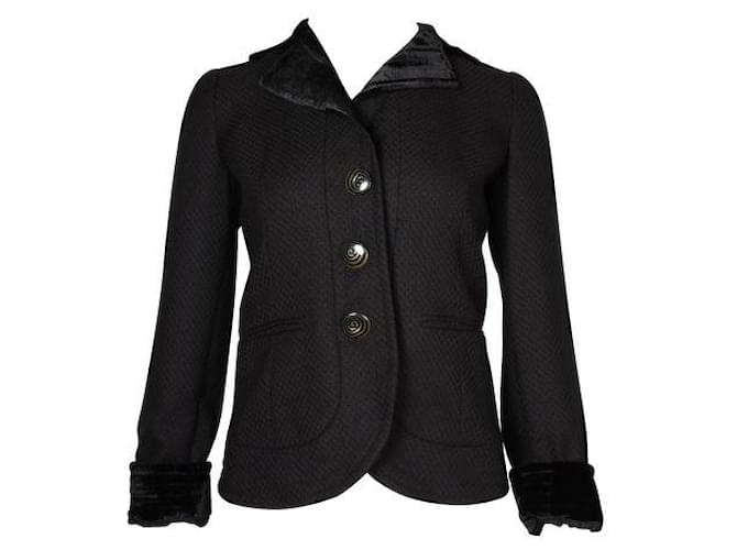 Autre Marque Emporio Armani Black Jacket with Velvet Collar & Cuffs Wool  ref.1284741