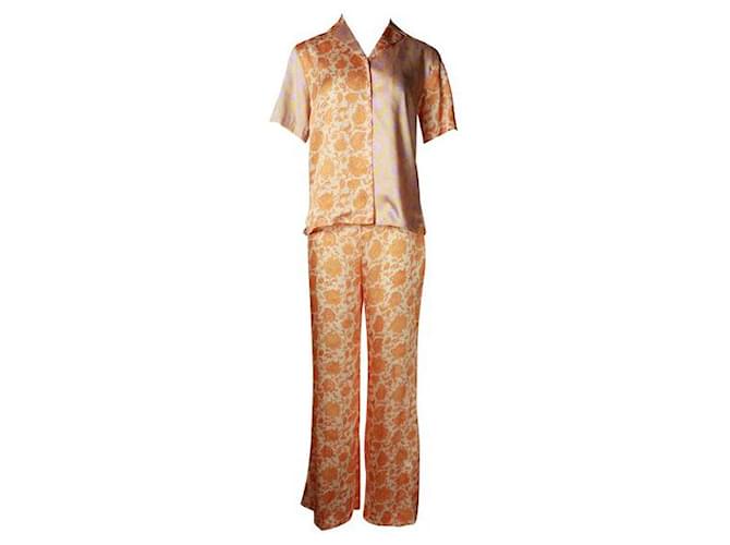 Sandro Orange Floral Pant Suit Set Polyester  ref.1284742