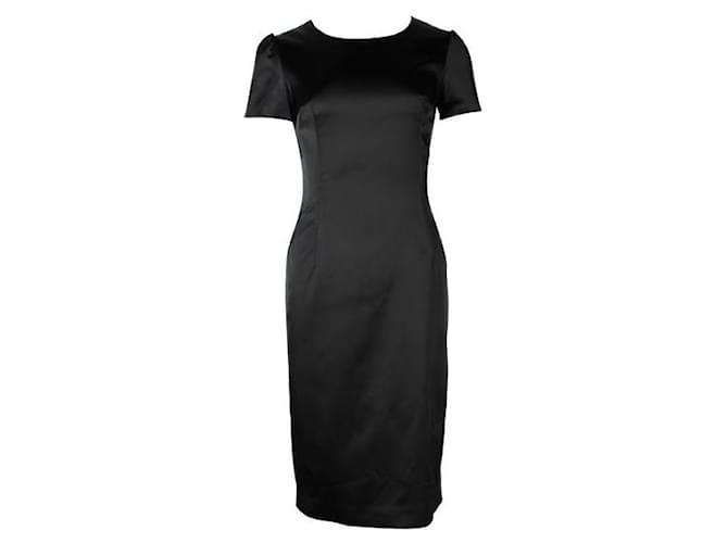 D&G Black Silky Dress With Leopard Lining Elastane Acetate  ref.1284745
