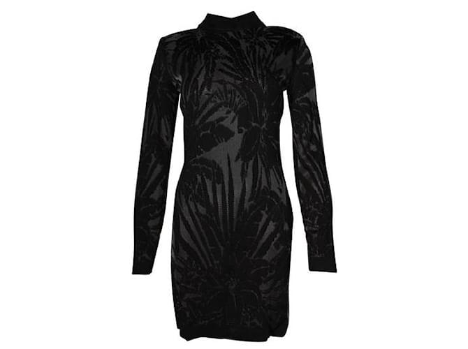Balmain Thick Black and Dark Grey Slim Fit Dress with Shoulder Pads Viscose Polyamide  ref.1284759