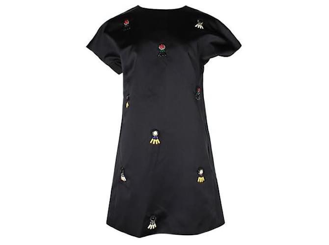 Autre Marque N.21 Black Shift Mini Dress with Crystal Embellishments Polyester  ref.1284761
