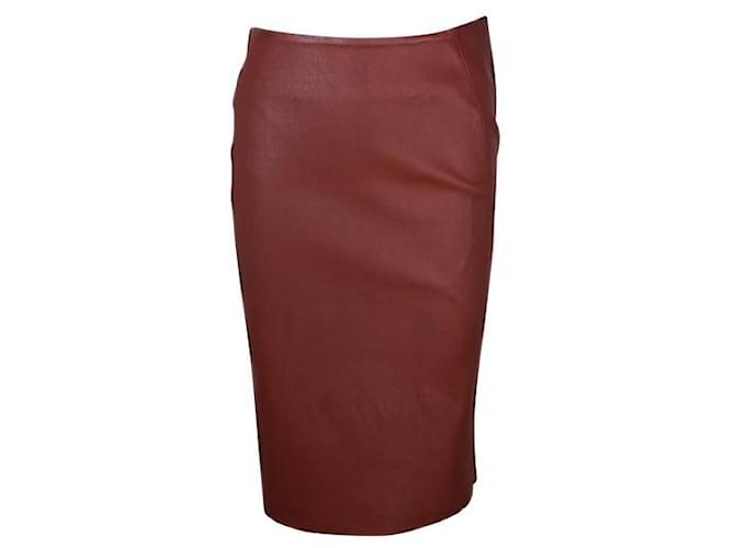 Diane Von Furstenberg Brown/ Brick Color Leather Pencil Skirt  ref.1284766