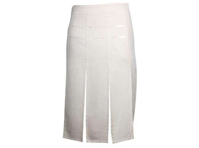 Akris Cream/ Ivory Cashmere Skirt with PVC Details Silk  ref.1284786