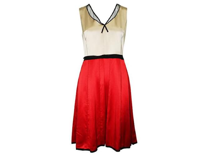 Marc Jacobs Beige And Red Silk Dress Multiple colors Polyester  ref.1284800