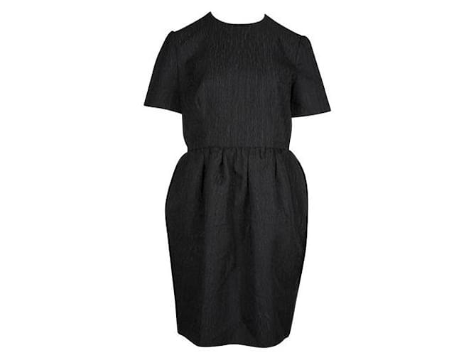 Balenciaga Black Textured Dress with a Flared Skirt Polyester  ref.1284807