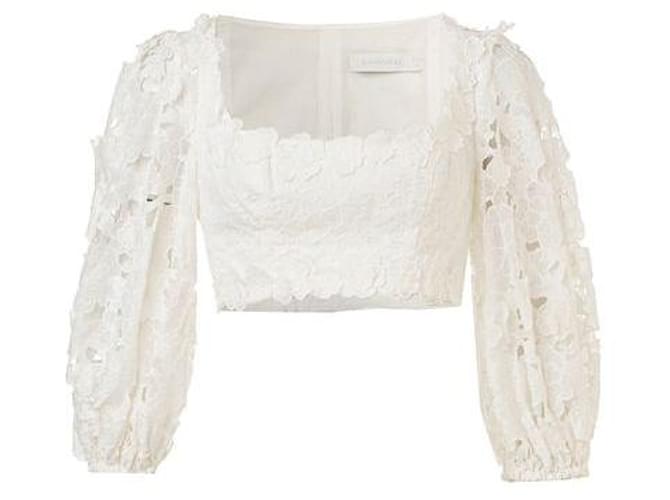 Zimmermann Lola Floral Crop Top White Cotton  ref.1284821