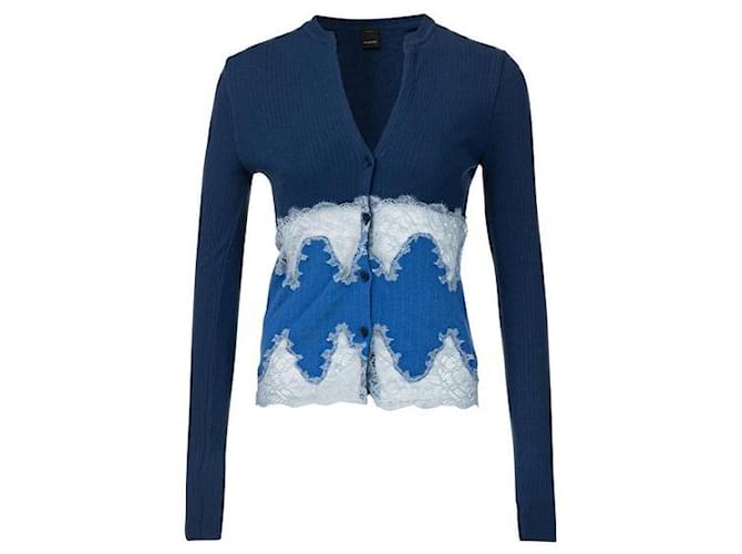 Autre Marque Zeitgenössischer Designer-Cardigan aus blauer Spitze Polyester Viskose  ref.1284823