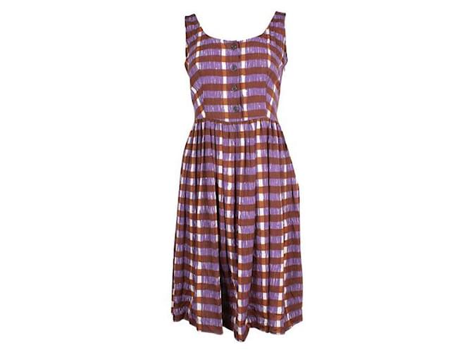 Prada Purple, Brown & Beige Sleevless Dress Multiple colors Silk  ref.1284829