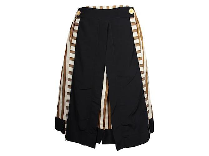 Fendi Black, Brown & Beige Striped Skirt Multiple colors Silk Cotton  ref.1284838