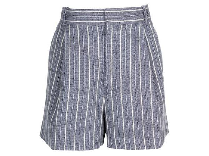 Dior Dark Blue/ White Striped Woolen Shorts Silk  ref.1284849