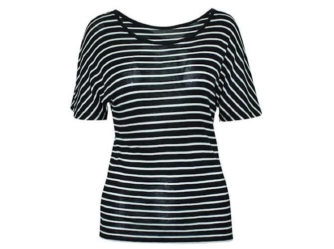 Saint Laurent Black And White Classic Striped T-Shirt Silk  ref.1284860