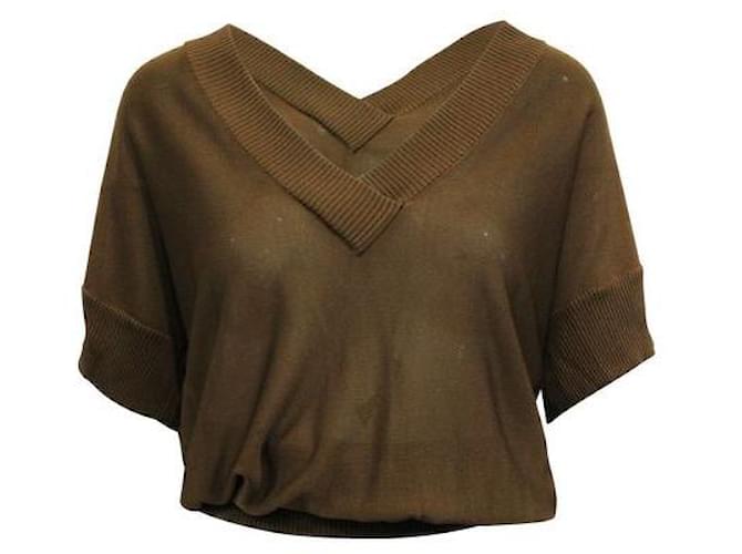 Dolce & Gabbana Brown Loose Fitting V-Neck Blouse Rayon  ref.1284863