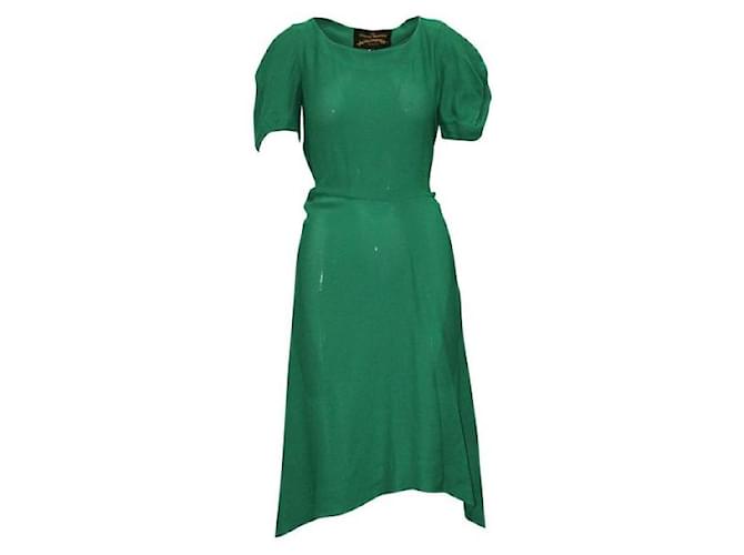 Vivienne Westwood Anglomania Grünes asymmetrisches Kleid Viskose  ref.1284876