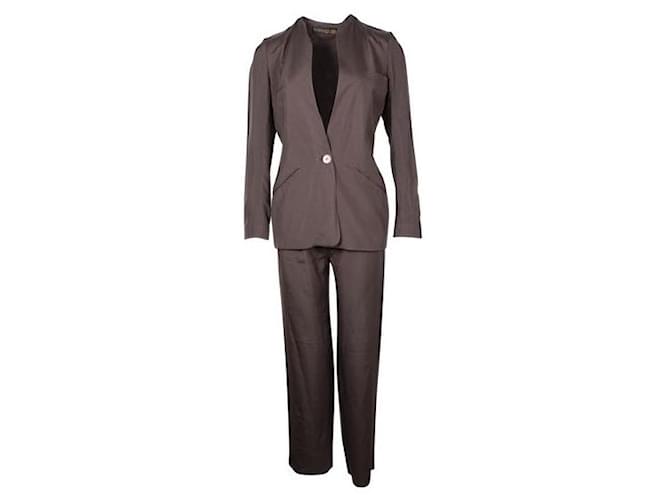 Conjunto de chaqueta y pantalón de traje de seda marrón oscuro de Donna Karan Bronce  ref.1284918