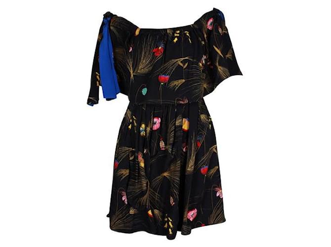 Fendi – Schulterfreies Minikleid mit Blumendruck Mehrfarben Viskose  ref.1284922