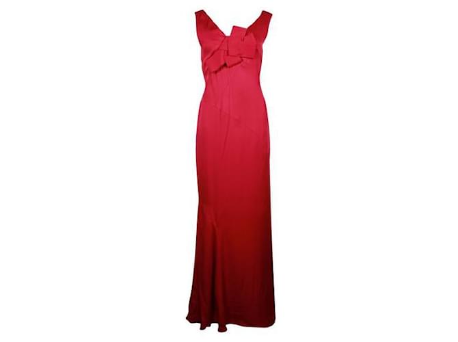 Valentino Fushia Sleeveless Long Silk Dress Fuschia  ref.1284945