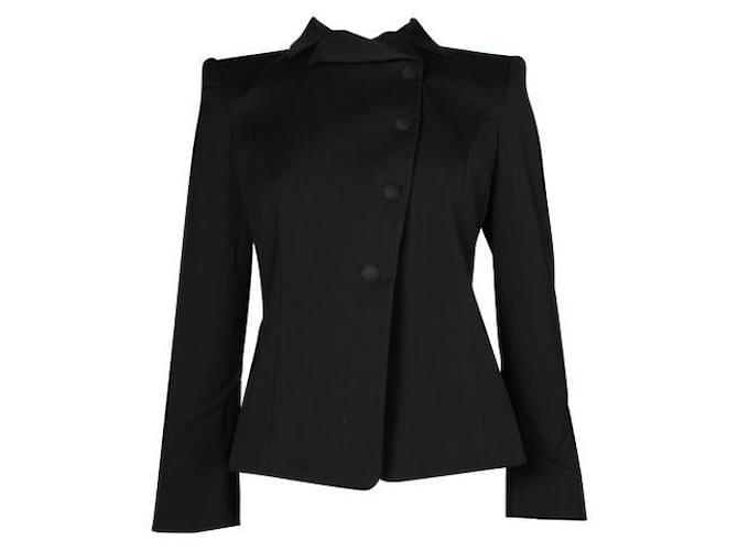 Autre Marque Contemporary Designer Emporio Armani Black Asymetrical Wool Jacket Elastane Polyamide  ref.1284952