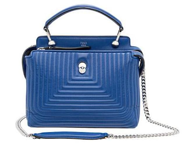 Fendi DotCom Click 2WAY bag Blue Leather  ref.1284970