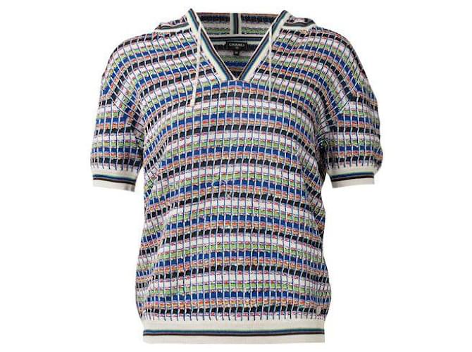 Felpa con cappuccio a maniche corte in maglia di Chanel Multicolore Cotone Viscosa  ref.1284971