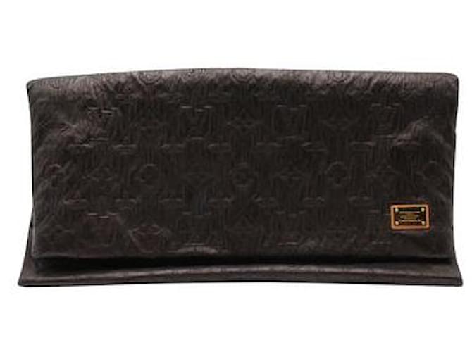Louis Vuitton Argent Foncé/ Pochette pliée métallisée marron Or blanc Toile Bronze  ref.1284981