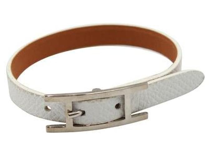 HERMÈS Weißes Behapi-Armband aus Epsom-Leder  ref.1284987