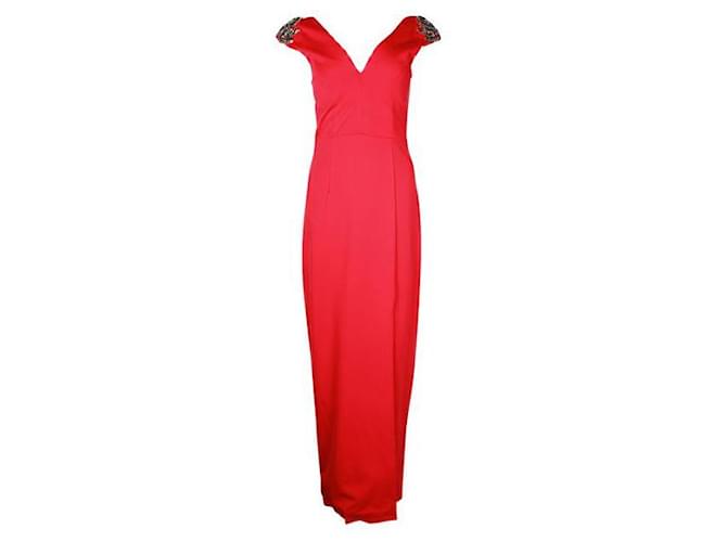 Autre Marque Contemporary Designer Bariano Red Embellished Gown Cotton  ref.1285004