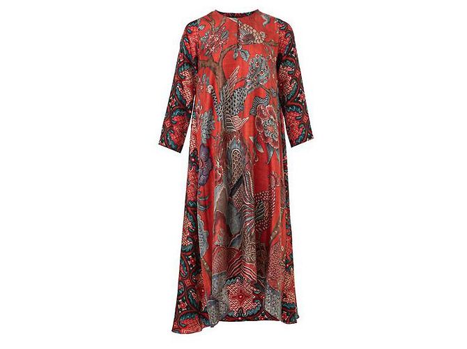 Caftán Midi De Seda Con Estampado Biyan Multicolor
