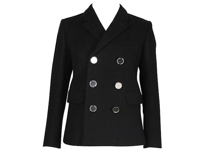 Saint Laurent lined Breasted Wool Jacket Black Silk  ref.1285041