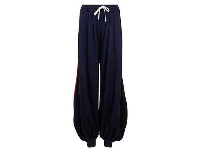 Pantaloni sportivi con righe Web Gucci Blu navy Cotone Poliestere Poliammide  ref.1285056